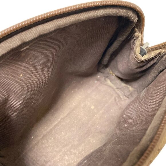 Auth COACH Mini Signature - Dark Brown Beige Jacquard Leather Pouch - Picture 4 of 11